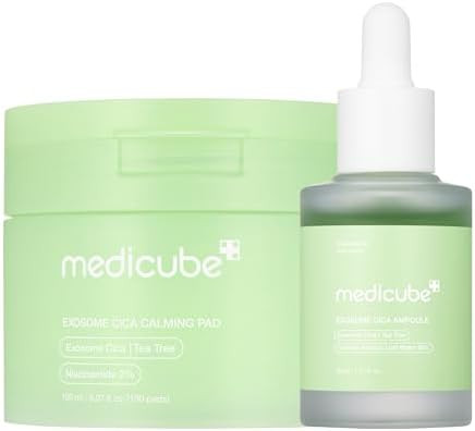 Medicube Holiyday Gifts Exosome Cica Tea Tree Calming Toner Pads And Medicube Exosome Cica Tea Tree Calming Ampoule I Stocking Stuffers For Women, Gifts For Her