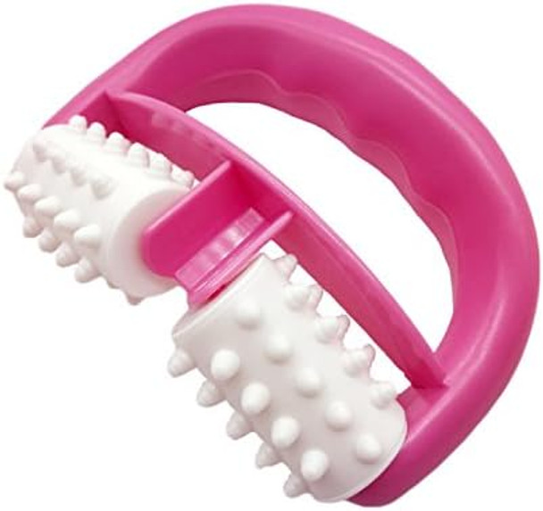 Plastic Manual Round Handle 2 Wheels Muscle Massage Roller Massager Cellulite Roller For Legs Arms Back Muscle Pain Relief And Muscle Relaxation (Blue)