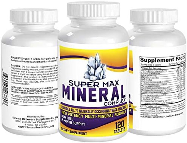 2-Month Multimineral Supplement (Iron Free) With 72 Trace Minerals - Natural Multiminerals - High Potency Multi Mineral Supplements All-In-1 Formula - 120 Tablets