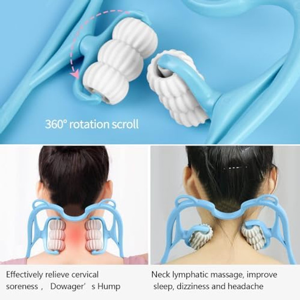 Neck Bud Massage Roller, Finger Massager, Handheld Neck Roller Trigger Point Manual Tool For Deep Tissue For Back, Waist, Legs&Shoulder Pain Relief For Stress Muscle Relaxing (Blue)