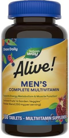 Nature'S Way Alive Men'S Complete Daily Multivitamin, Supports Energy Metabolism & Muscle Function, With B-Vitamins, Gluten Free, 130 Tablets (Packaging May Vary)