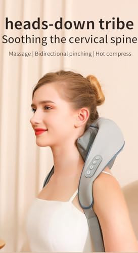Neck Massager, With Heat, Cordless Deep Tissue 8D, Expert Kneading Massage, Shiatsu Neck And Shoulder, Trapezius Muscle Kneading Massager,For Neck,Shoulder,Back,Leg, (Gray)
