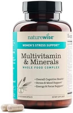 Naturewise Multivitamin For Women + Stress Support + B-Complex + Vitamin C + D3 K2 For Immunity, Hair, Skin & Nails, Digestion + Whole Organic Foods - Vegetarian, Non-Gmo - 60 Capsules[1-Month Supply]