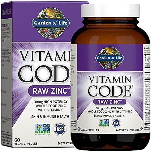 Garden Of Life Zinc Supplements 30Mg High Potency Raw Zinc And Vitamin C Multimineral Supplement, Vitamin Code Vitamins Trace Minerals & Probiotics For Skin Health & Immune Support, 60 Vegan Capsules