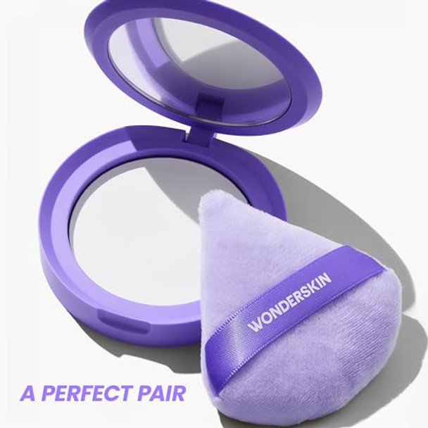 Wonderskin Fyp Filter Powder And Puff Set - Translucent Setting Powder & Triangle Fyp Puff For Blurring, Mattifying And Poreless Makeup Finish