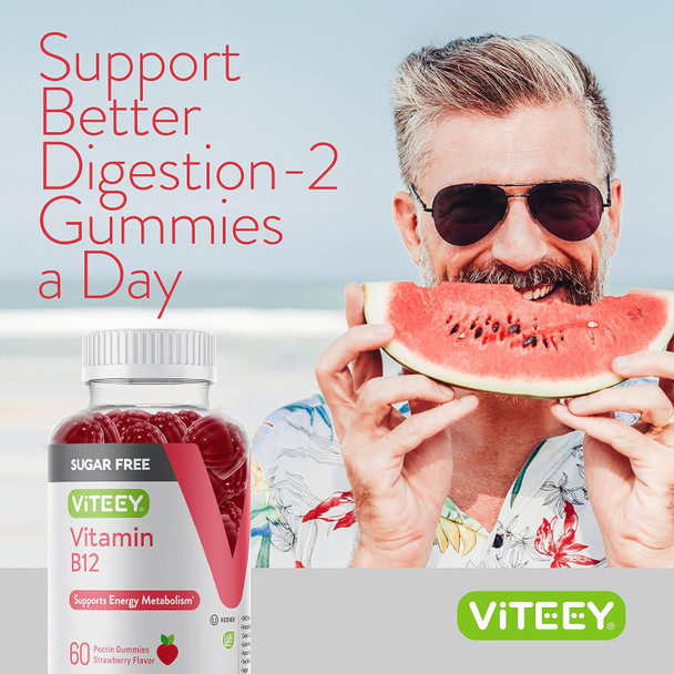 Vitamin B12 Gummies For Adults & Teens 1000Mcg, Sugar - Good For Energy, Metabolism, Natural Energy Support - Vegan, Gelatin Free, Gluten Free, Gmo - Tasty Chewable Strawberry Flavored Gummy