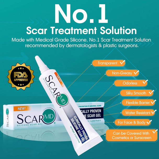 Scarmd Medical Grade Silicone Scar Gel Treatment,Keloid Bump Removal,Fades Scars From Surgery, Burn Scar,Face Belly Piercings, C Section, Cuts,Scratch,Scars Removal Treatment,Reduces Discomfort, 6G Scarmd Medical Grade Silicone Scar Gel Treatment,Keloid Bump Removal,Fades Scars From Surgery, Burn Scar,Face Belly Piercings, C Section, Cuts,Scratch,Scars Removal Treatment,Reduces Discomfort, 6G