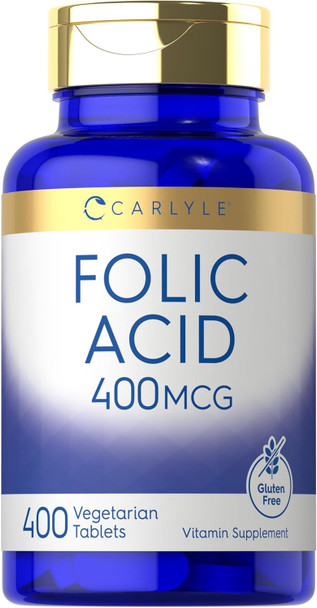 Carlyle Folic Acid 400 Mcg  400 Tablets  Vegetarian, Non-Gmo, Gluten Free
