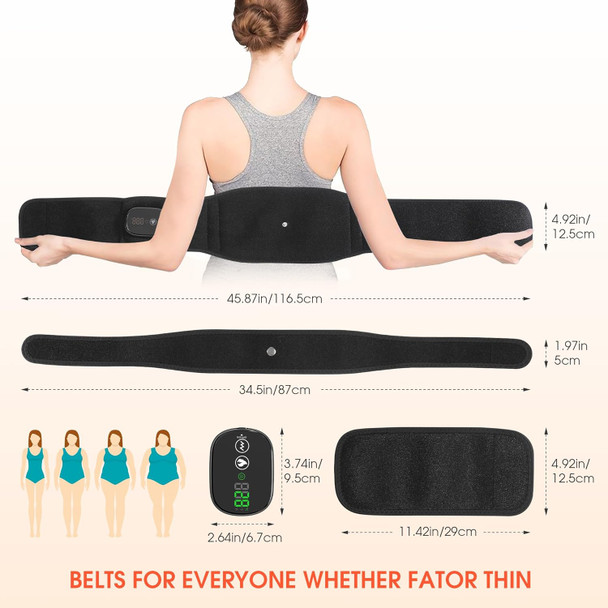Heated Back Massager With 3 Heating & 3 Vibration Modes, Cordless Heating Pad For Back, Heated Back Brace Gifts For Family Men Women