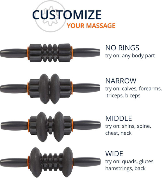 Morph Stick - Multi-Purpose, Adjustable, Portable Travel Muscle Stick Massager For Yoga/Fitness Myofascial Release Massage - 13 Inches - Navy Blue