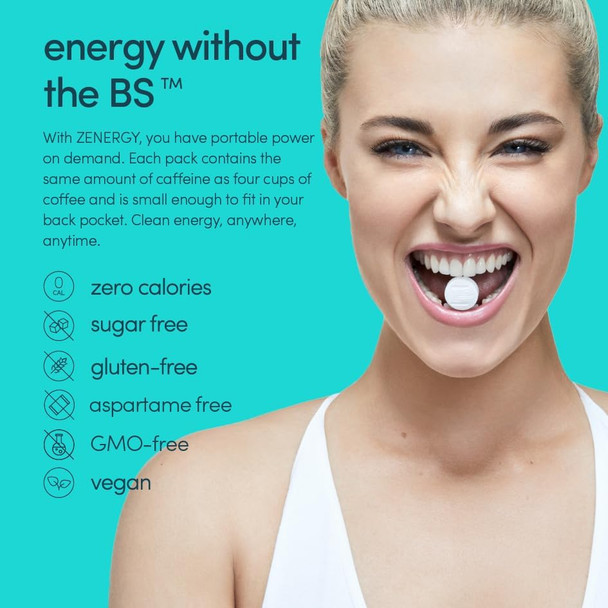 Zenergy Energy Gum - Mint Flavor  50Mg Caffeine + 35% B6 And 45% B12 Vitamin  Vegan, 0 Sugar, 0 Calories, 0 Gluten, 0 Aspartame, Non-Gmo, Instant Action  3 Pack = 24 Count