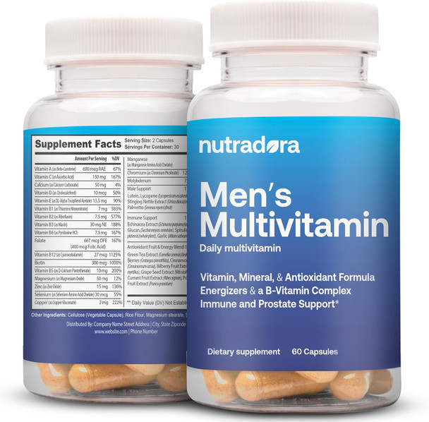 Multivitamin For Men - Daily Mens Multivitamins & Multiminerals Supplement For Vitality, Focus, & Performance, Mens Multi Vitamins A, C, D, E & B12, Zinc, Calcium, Magnesium & More Pack Of 1