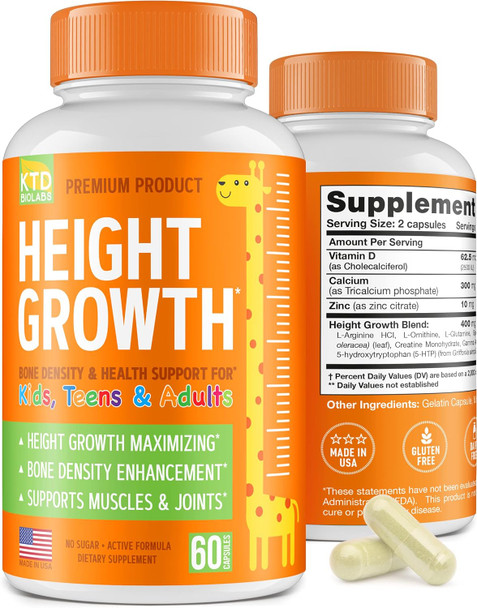 Height Growth Maximizer - Natural Height Booster Teen Vitamins - Made In Usa - Growth Pills To Reach Height & Grow Taller At Any Age - Height Increase Pills For Adults & Kids Growth