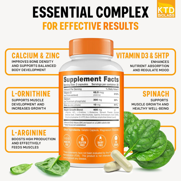 Height Growth Maximizer - Natural Height Booster Teen Vitamins - Made In Usa - Growth Pills To Reach Height & Grow Taller At Any Age - Height Increase Pills For Adults & Kids Growth