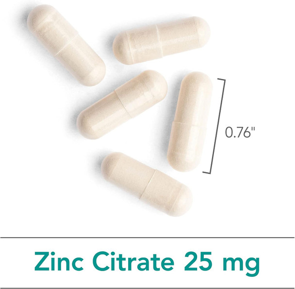 Nutricology Zinc Citrate Supplement - 25Mg Zinc For Men & Women, Immune Support, Pure, Well-Absorbed, Well-Tolerated, Trace Mineral, Vegetarian Capsules - 60 Count