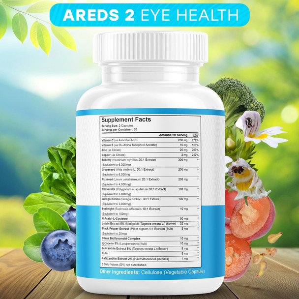 Jb Wellness Areds 2 Eye Vitamin & Mineral Supplement, Contains Lutein, Vitamin C, Zeaxanthin, Zinc & Vitamin Enhance Vision Supplement - 180 Count
