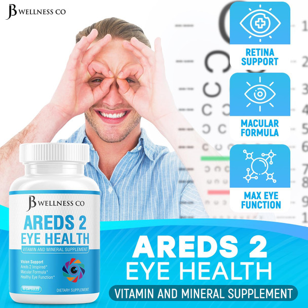 Jb Wellness Areds 2 Eye Vitamin & Mineral Supplement, Contains Lutein, Vitamin C, Zeaxanthin, Zinc & Vitamin Enhance Vision Supplement - 180 Count