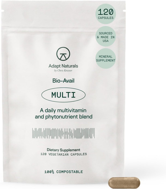 Adapt Naturals Multivitamin For Women & Men, Bioavailable Easy-To-Absorb Multivitamin Daily Supplement With Biotin, Niacin, Vitamin A, B, C, D, E, K1, Zinc, Magnesium  Immune Support - 30 Days Supply