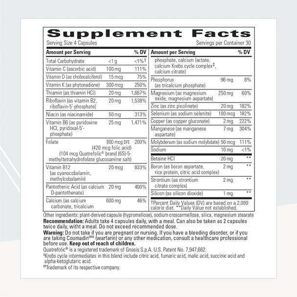 Integrative Therapeutics Osteoprime Forte - Bone Health Support With 5 Types Of Calcium - Dietary Supplement With Magnesium, Zinc, And Vitamin C, D & B12 - Gluten & Dairy - 120 Capsules