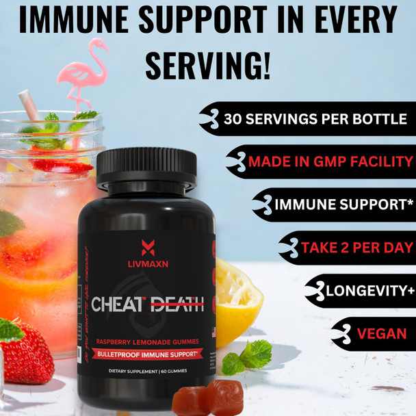 Cheat Death, 20-In-1 Multivitamin For Men & Women  L-Methylfolate + B12  Pre + Probiotics  7 Herb + Fruit Extracts  Full Spectrum Longevity Support  60 Gummies.