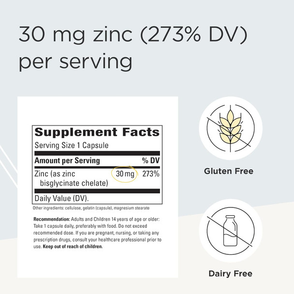 Integrative Therapeutics - Zinc Chelate Zinc Supplement, Immune Support, High Absorption, 100 Capsules