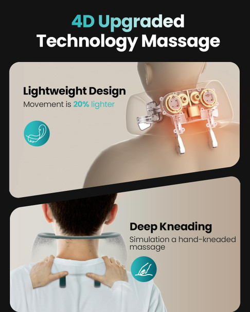 Puboo Neck Massager Pillow With Heat, Deep Tissue Shiatsu Shoulder Massager For Pain Relief, Christmas For Neck And Back Pain Solution, Portable Cordless Design For Home, Office, Travel