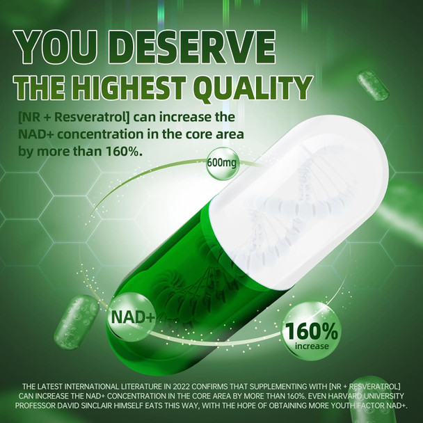 Nad+ Supplement Mnm Supplement Alternative - Liposomal Nicotinamide Riboside, Resveratrol High Purity Nad+Supplement For Anti-Aging, Energy 80 Capsules