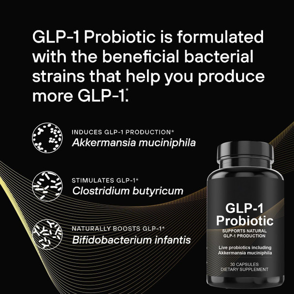 Glp-1 Probiotic - 500M Afu Multi-Strain Probiotic + Prebiotic, For Men & Women （ 30 Capsules-1Pack）