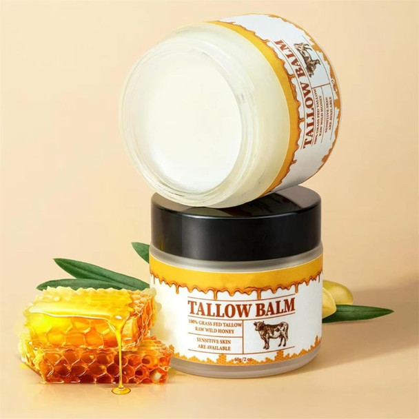Beef Tallow, Tallow And Honey Cream, Beef Tallow For Skin, Grass-Fed Beef Tallow & Raw Wild Honey Blend, All-Natural Moisturizer For Face & Body