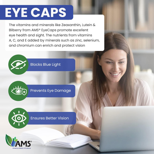 America Medic & Science Eyecaps (30 Caplets)  Dietary Supplement For Men And Women  Supports Vision Health  Enriched With Lutein, Zinc, Selenium, Chromium, And Vitamins A, C, E, And B2