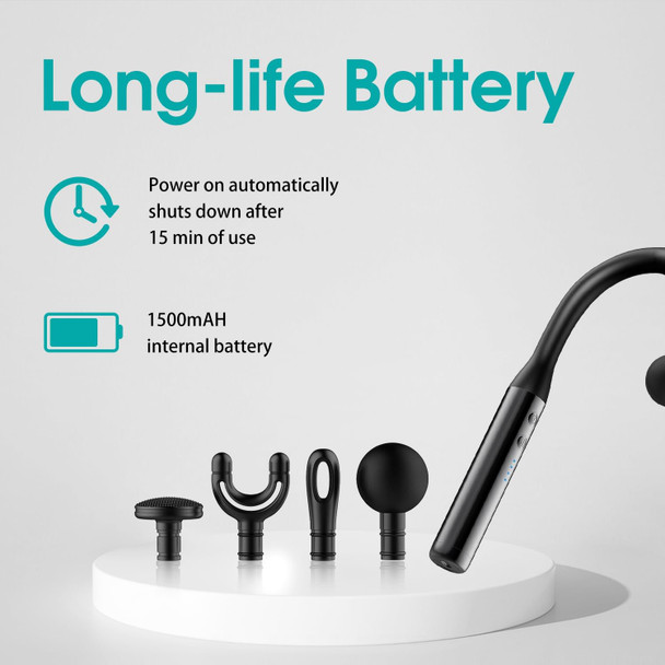 Etou Handheld Massager Gun With  Extension Handle, Back Massager,Muscles/Neck/Shoulders/Waist/Legs Massager Portable For Pain Relief, 4 Massage Heads & 5 Speed Levels