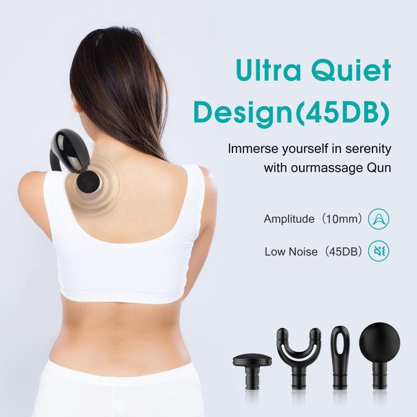 Etou Handheld Massager Gun With  Extension Handle, Back Massager,Muscles/Neck/Shoulders/Waist/Legs Massager Portable For Pain Relief, 4 Massage Heads & 5 Speed Levels
