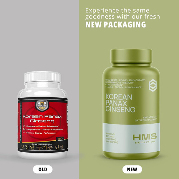 Korean Red Panax Ginseng 2000Mg 120 Vegan Capsules Super Strength Extract - High Ginsenosides Supports Energy, Stamina, Performance And Mental Health