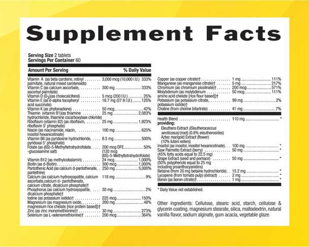 Country Life Max For Men Multivitamin: Iron-Free, Gluten Free,No Artificial Colors B Vitamins, Magnesium, Saw Palmetto, Lycopene, Daily Support For Energy, Heart & Men'S Health,120 Vegetarian Tablets