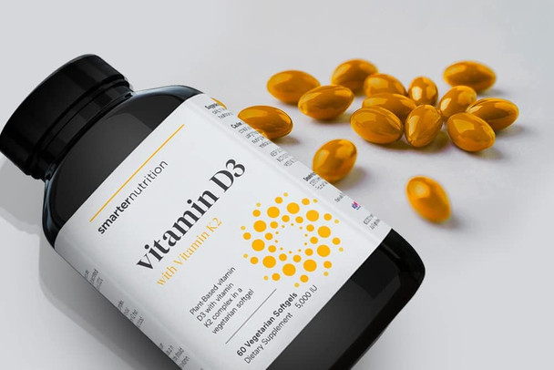 Smarternutrition Smarter Nutrition Plant-Based Vitamin D3 With Vegan K2-5000 Iu For Immune Support, Bone Health & Arterial Protection In Vegetarian Softgels (60 Count (Pack Of 1))