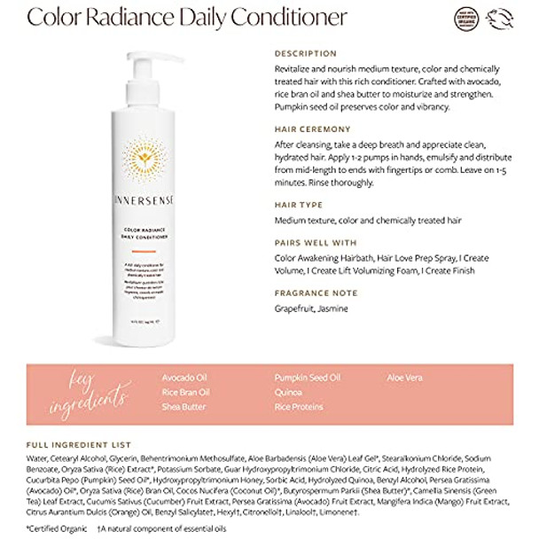 Innersense Organic Beauty - Natural Color Awakening Hairbath Shampoo + Color Radiance Conditioner  Non-Toxic, Cruelty-Free, Clean Haircare (10 Fl Oz  296 Ml)