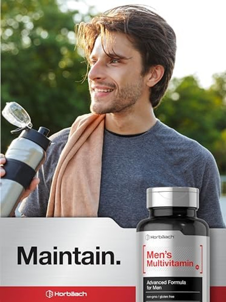 HorbAach Multivitamin For Men  60 Caplets  Non-Gmo & Gluten Vitamins & Minerals Daily Supplement