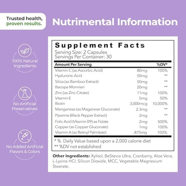 Glow Capsules: Premium Hair, Skin, And Nail Vitamins For Women And Men  Enhanced Beauty & Wellness Support Natural Beauty Supplements  60 Capsules