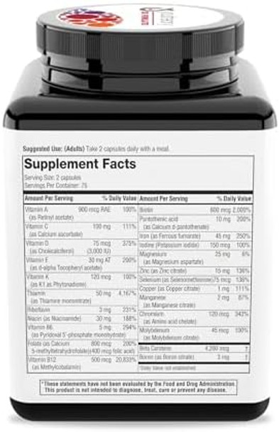 Youtheory High Potency Multi Glp-1 Support - High Absorption Multivitamins - For Immune Support & Bone Health - Gentle On Stomach - Vitamin D, C, Iron & More - 150 Vegetarian Capsules
