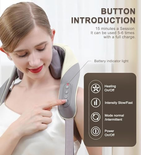 Neck Massager With Heat [5D Deep Dual Mode], Shiatsu Back Massager, Cordless Electric Neck Massage Enjoy It, Massage Tools For Neck,Back,Shoulder Gifts For Men Women Mom And Dad