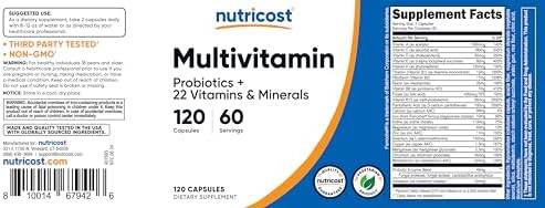 Nutricost Multivitamin With Probiotics 120 Vegetarian Capsules - Packed With Vitamins & Minerals