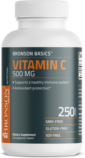 Bronson Vitamin C 500 Mg Supports A Healthy Immune System & Antioxidant Protection, Non-Gmo, 250 Vegetarian Tablets Bronson Vitamin C 500 Mg Supports A Healthy Immune System & Antioxidant Protection, Non-Gmo, 250 Vegetarian Tablets