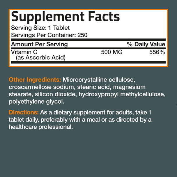 Bronson Vitamin C 500 Mg Supports A Healthy Immune System & Antioxidant Protection, Non-Gmo, 250 Vegetarian Tablets Bronson Vitamin C 500 Mg Supports A Healthy Immune System & Antioxidant Protection, Non-Gmo, 250 Vegetarian Tablets