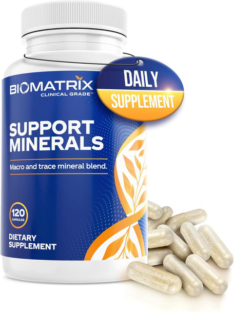Biomatrix Mineral Supplement For Men And Women, Chelated Minerals  Iron-Free, Calcium, Magnesium, Copper, Zinc, Vitamin D, Iodine  Veggie Caps, 30-Day Supply