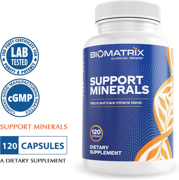 Biomatrix Mineral Supplement For Men And Women, Chelated Minerals  Iron-Free, Calcium, Magnesium, Copper, Zinc, Vitamin D, Iodine  Veggie Caps, 30-Day Supply