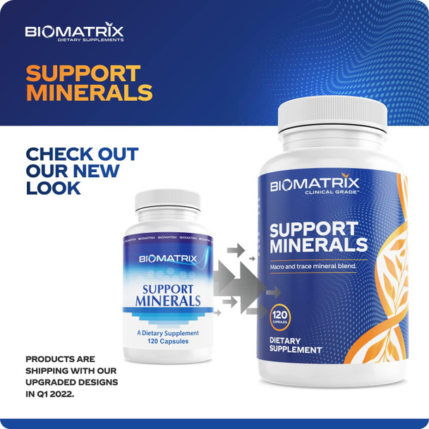Biomatrix Mineral Supplement For Men And Women, Chelated Minerals  Iron-Free, Calcium, Magnesium, Copper, Zinc, Vitamin D, Iodine  Veggie Caps, 30-Day Supply