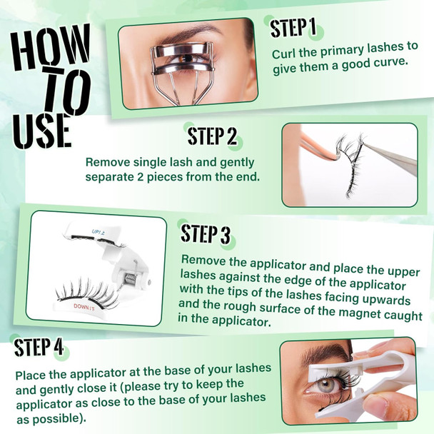Magnetic Eyelashes Kit Keyyou Magnetic Lashes With Applicator Long Lasting And No Glue Reusable Needed Single Pair Mystic Magnetic Eyelashes Easy To Wear And Remove For All-Day Comfort(Mystic)