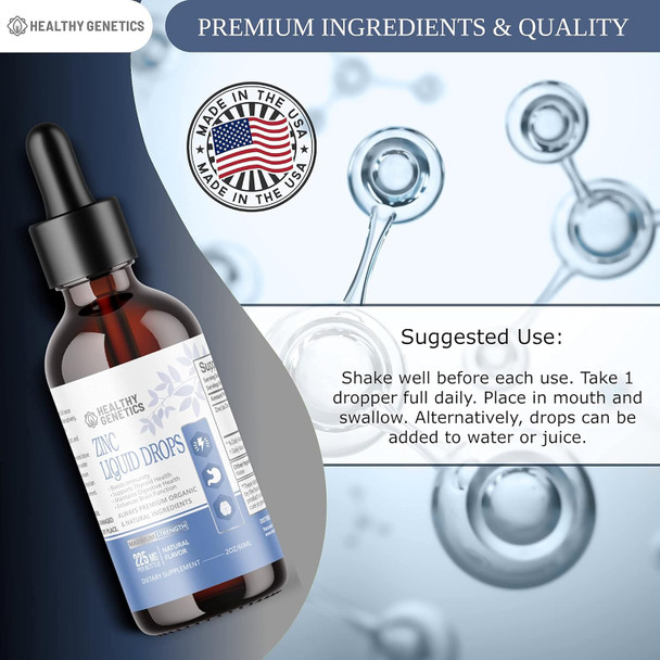 Liquid Zinc Drops For Kids, Men And Women  Organic Ionic Zinc Sulfate  Immunity, Mood, Brain Thyroid  30 Day Supply2 Oz