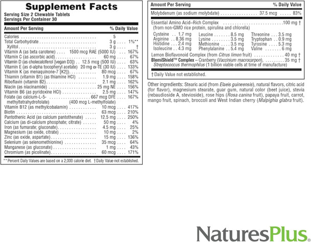 Natures Plus Power Teen For Him - 60 Chewable Tablets, Wild Berry - High-Potency Teenage Multivitamin - Sugar Free, Vegetarian, Gluten - 30 Servings