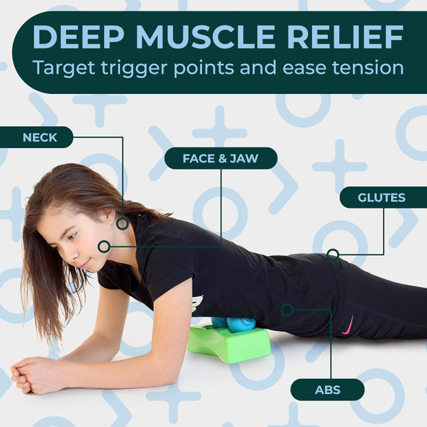 Neck Track Myofascial Release Tool - Suboccipital Release Device - Jaw, Face, & Neck Tension Reliever - Soft Foam Block W/Slots For Lacrosse Massage Balls (Balls Not Included)